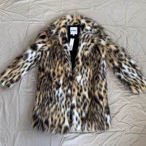 BB Dakota Leopard Print faux fur coat Jacket